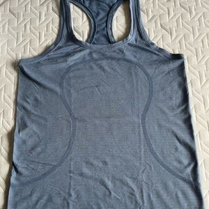 Blue Striped Racerback Tank Top